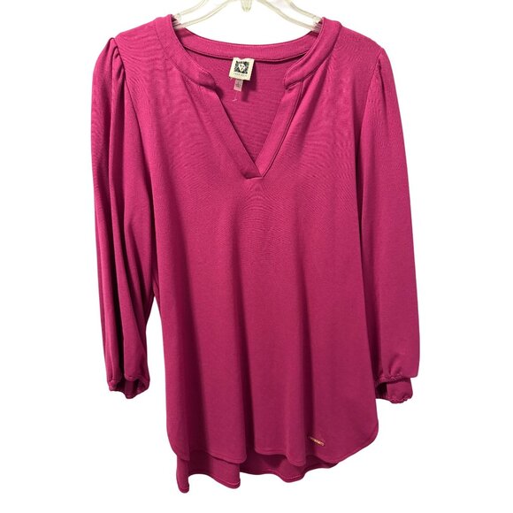 Anne Klein Womens Top Sz Large Viscose Blend Fuchsia blouse - Picture 1 of 12